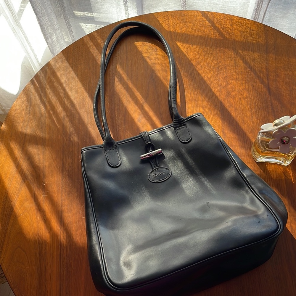 Longchamp Black Leather Shoulder Bag